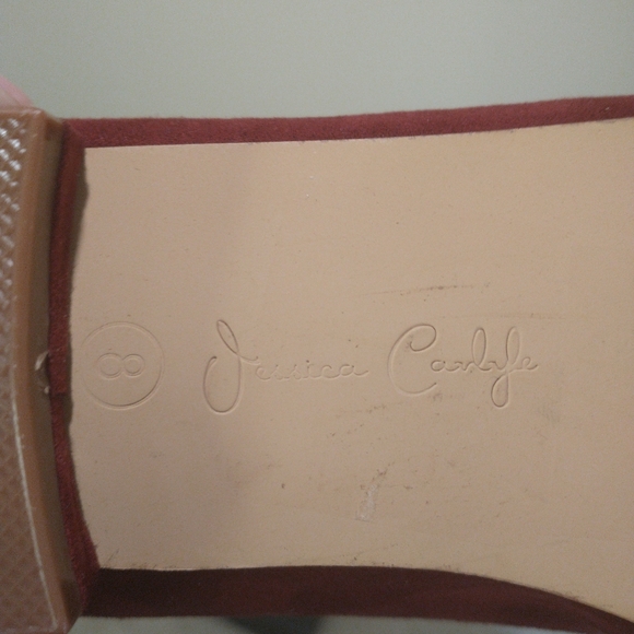 Jessica Carlyle Burgundy Suede Loafers with Decorative Gold Band - Picture 6 of 7